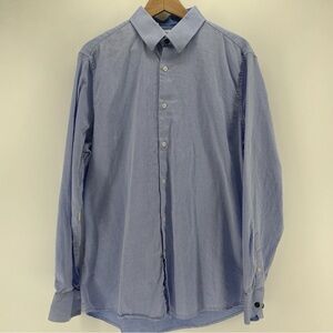 Duchamp London Men's Tailored Fit Dress Shirt Blue, Cotton Size 17.5 44 Slim Fit